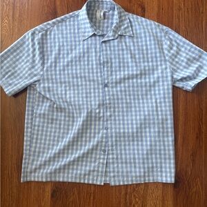 Blue Oversized Checkered Men's Shirt